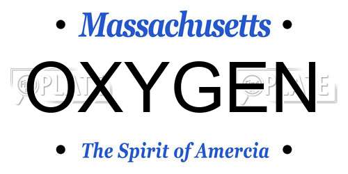 OXYGEN Massachusetts License Plate