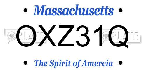 OXZ31Q Massachusetts License Plate