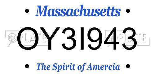 OY3I943 Massachusetts License Plate