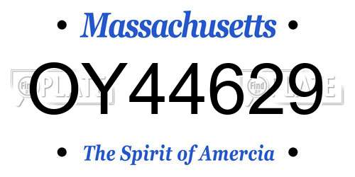 OY44629 Massachusetts License Plate