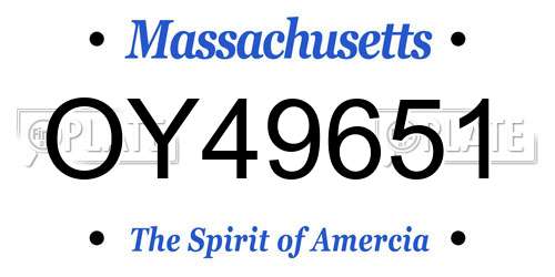 OY49651 Massachusetts License Plate