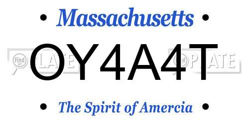 OY4A4T Massachusetts License Plate
