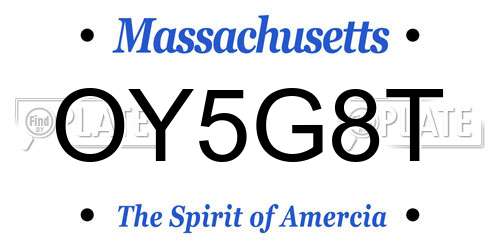OY5G8T Massachusetts License Plate