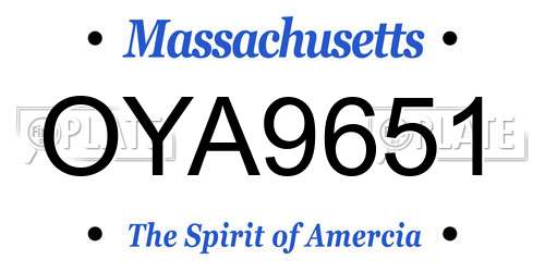 OYA9651 Massachusetts License Plate