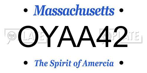OYAA42 Massachusetts License Plate