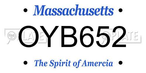 OYB652 Massachusetts License Plate