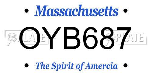 OYB687 Massachusetts License Plate