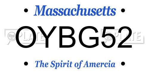 OYBG52 Massachusetts License Plate