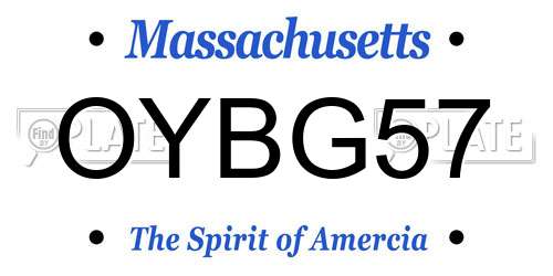 OYBG57 Massachusetts License Plate