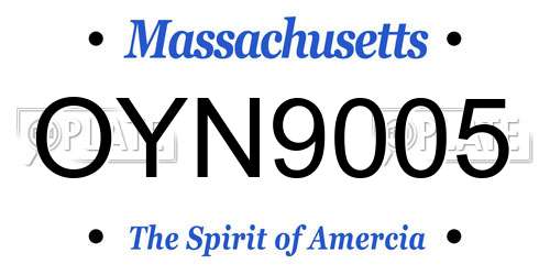 OYN9005 Massachusetts License Plate
