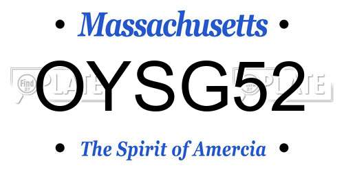 OYSG52 Massachusetts License Plate