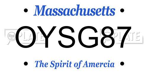 OYSG87 Massachusetts License Plate