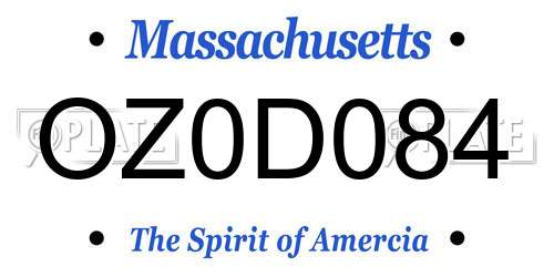 OZ0D084 Massachusetts License Plate