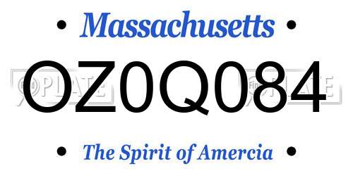 OZ0Q084 Massachusetts License Plate
