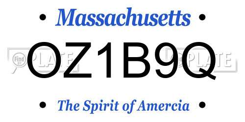 OZ1B9Q Massachusetts License Plate