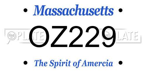OZ229 Massachusetts License Plate