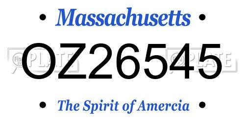 OZ26545 Massachusetts License Plate