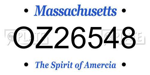 OZ26548 Massachusetts License Plate