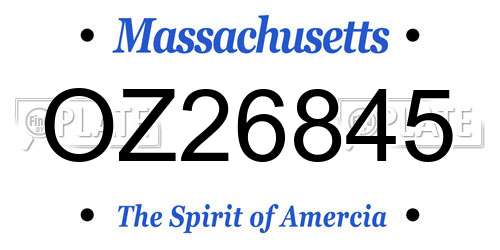 OZ26845 Massachusetts License Plate