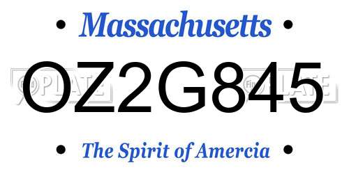 OZ2G845 Massachusetts License Plate