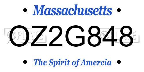 OZ2G848 Massachusetts License Plate