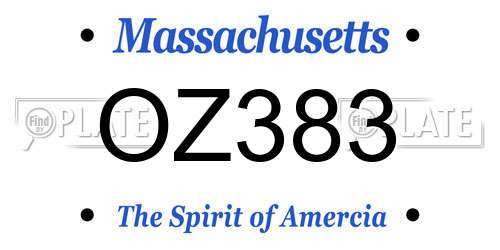 OZ383 Massachusetts License Plate