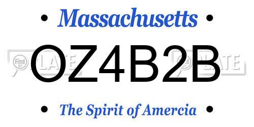 OZ4B2B Massachusetts License Plate