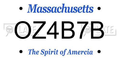 OZ4B7B Massachusetts License Plate