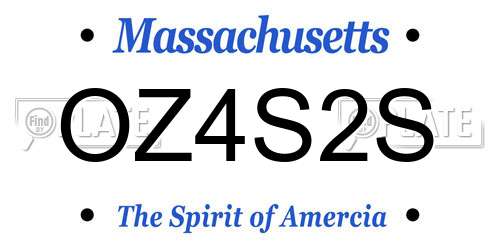 OZ4S2S Massachusetts License Plate