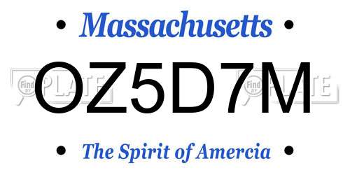 OZ5D7M Massachusetts License Plate