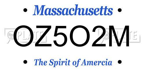 OZ5O2M Massachusetts License Plate