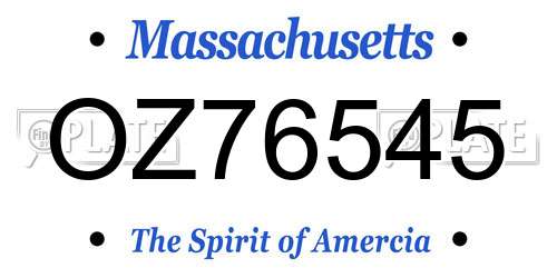 OZ76545 Massachusetts License Plate