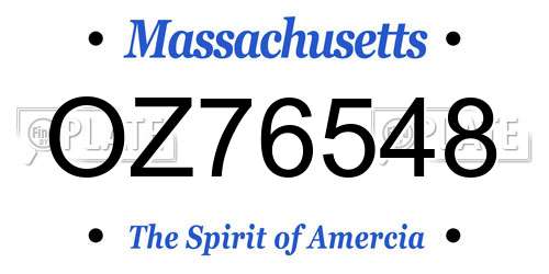 OZ76548 Massachusetts License Plate