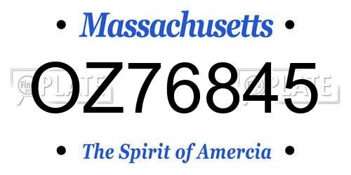 OZ76845 Massachusetts License Plate
