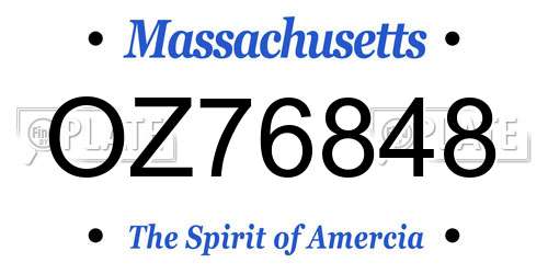 OZ76848 Massachusetts License Plate