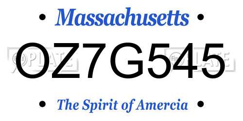 OZ7G545 Massachusetts License Plate