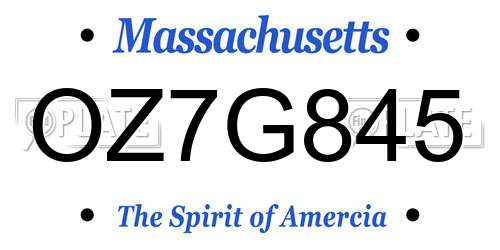OZ7G845 Massachusetts License Plate