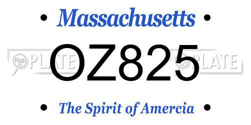 OZ825 Massachusetts License Plate