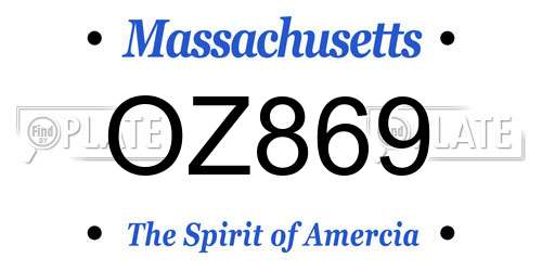 OZ869 Massachusetts License Plate