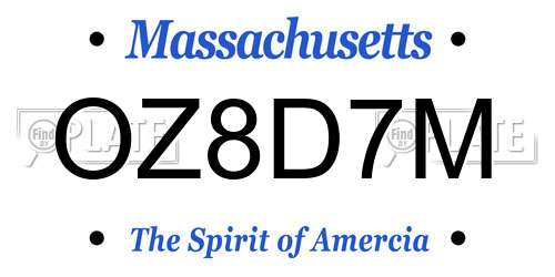 OZ8D7M Massachusetts License Plate
