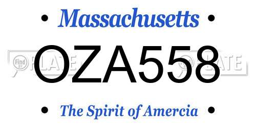 OZA558 Massachusetts License Plate