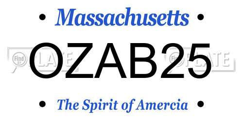 OZAB25 Massachusetts License Plate