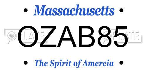 OZAB85 Massachusetts License Plate