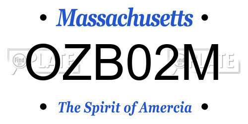 OZB02M Massachusetts License Plate