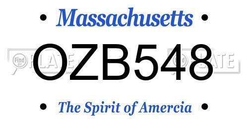 OZB548 Massachusetts License Plate