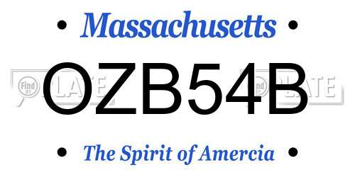 OZB54B Massachusetts License Plate