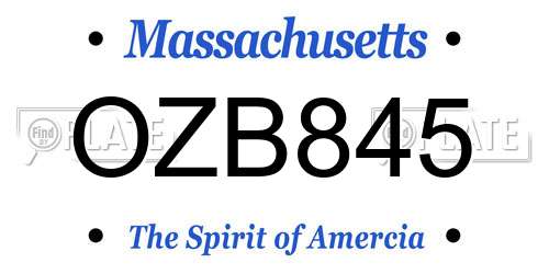 OZB845 Massachusetts License Plate