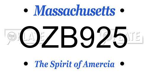 OZB925 Massachusetts License Plate