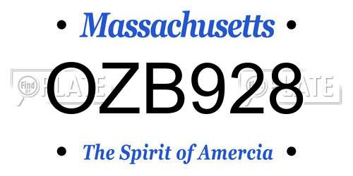 OZB928 Massachusetts License Plate