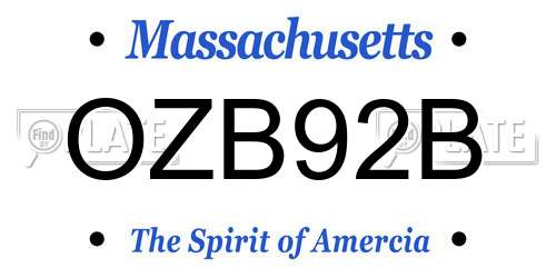 OZB92B Massachusetts License Plate